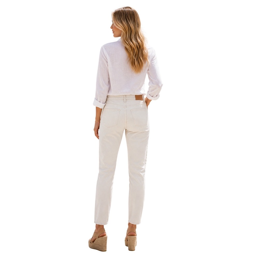 FRAME Le Garçon Mid Rise Straight Cotton Linen Jeans Natural Heather Size 30 NWT - Picture 4 of 16